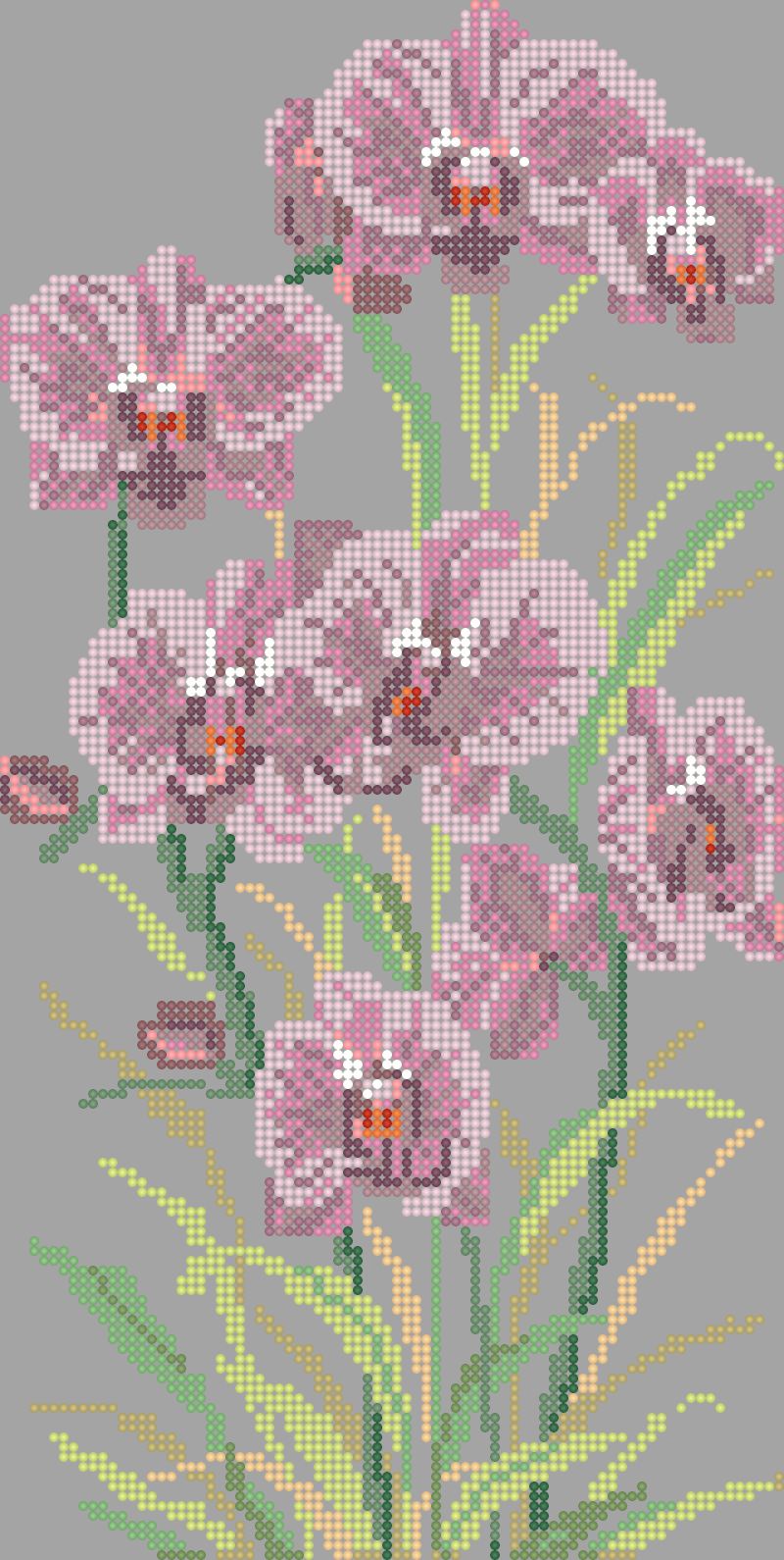 Схема вышивки цветов 'Орхидеи' - схема вышивки бисером Елены Ивановой для бесплатного скачивания